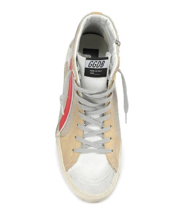 offre spéciale GOLDEN GOOSE Baskets Homme Slide Cuir Beige Rouge 3