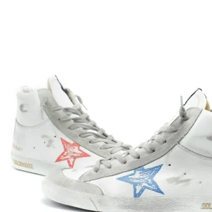 GOLDEN GOOSE Baskets Homme Francy Cuir Blanc Rouge dernières 9