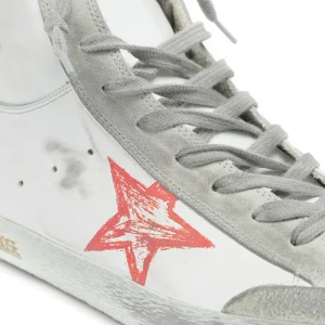 GOLDEN GOOSE Baskets Homme Francy Cuir Blanc Rouge dernières 15