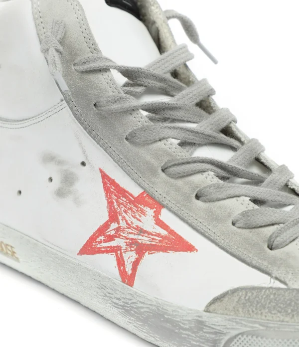 GOLDEN GOOSE Baskets Homme Francy Cuir Blanc Rouge dernières 6