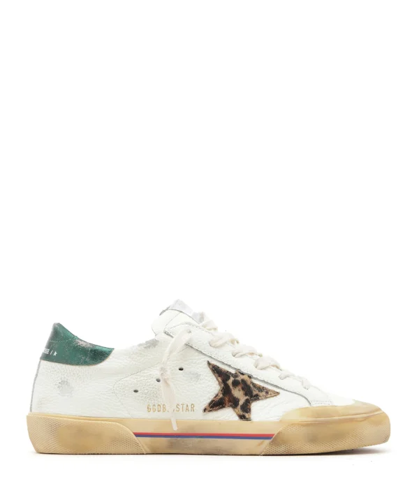 GOLDEN GOOSE Baskets Superstar Cuir Crème Léopard Vert en france 1