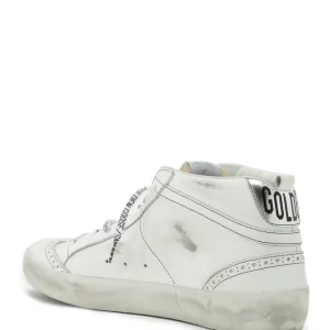 GOLDEN GOOSE Baskets Homme Mid Star Cuir Laminé Blanc Argenté belle 10