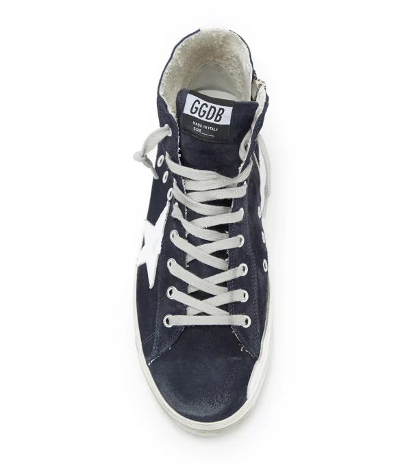 GOLDEN GOOSE Baskets Homme Francy Cuir Suédé Bleu Nuit soldes en ligne 3