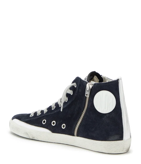 GOLDEN GOOSE Baskets Homme Francy Cuir Suédé Bleu Nuit soldes en ligne 4