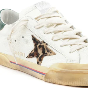 GOLDEN GOOSE Baskets Superstar Cuir Crème Léopard Vert en france 14