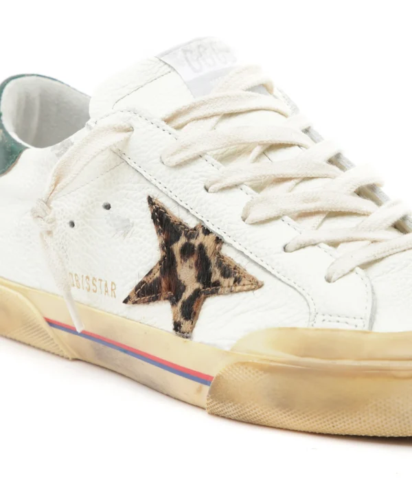 GOLDEN GOOSE Baskets Superstar Cuir Crème Léopard Vert en france 5