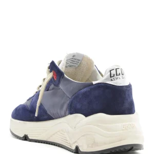 Neuve avec étiquette GOLDEN GOOSE Baskets Homme Running Sole Cuir Bleu Foncé Marine Moutarde 10