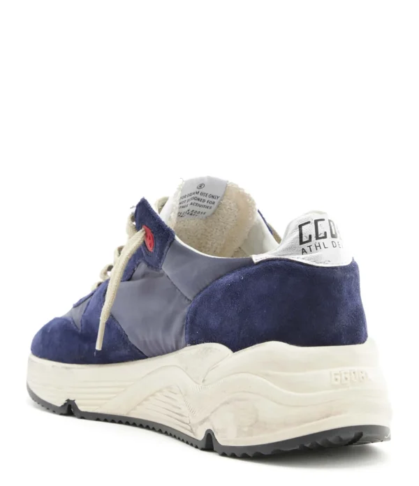 Neuve avec étiquette GOLDEN GOOSE Baskets Homme Running Sole Cuir Bleu Foncé Marine Moutarde 4