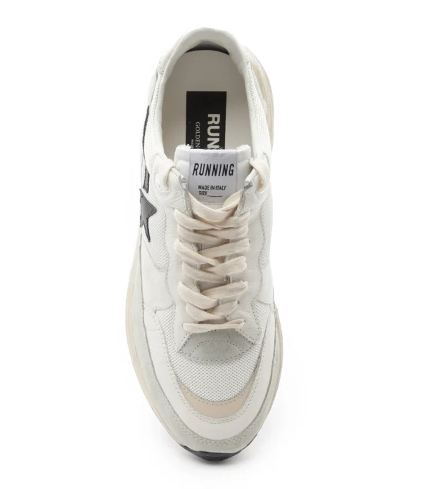 GOLDEN GOOSE Baskets Homme Running Sole Cuir Blanc Ivoire Noir soldes en ligne 3