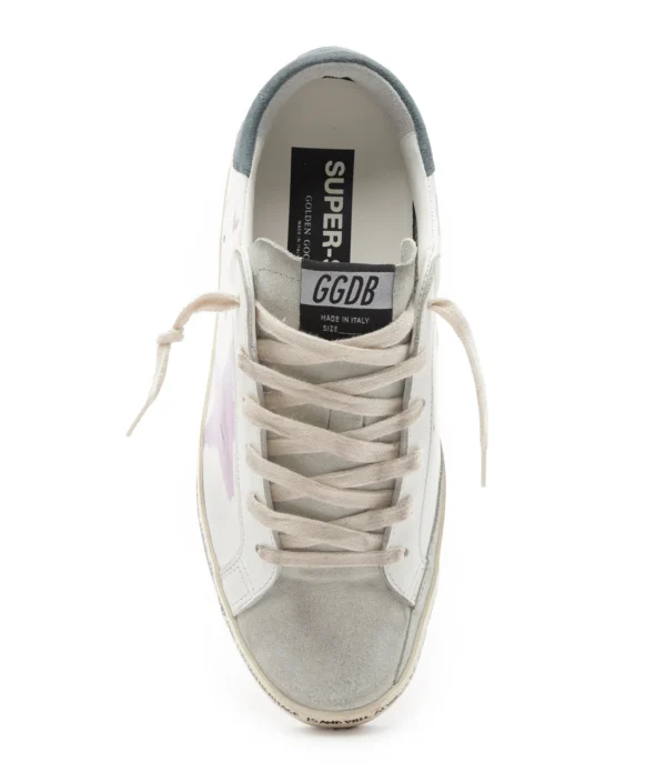 GOLDEN GOOSE Baskets Superstar Cuir Blanc Violet Pétrole magasins pour 3