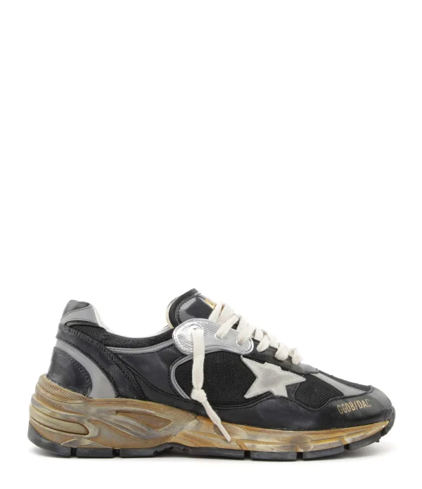 GOLDEN GOOSE Baskets Homme Running Dad Cuir Noir Argenté Ice Livraison internationale 1