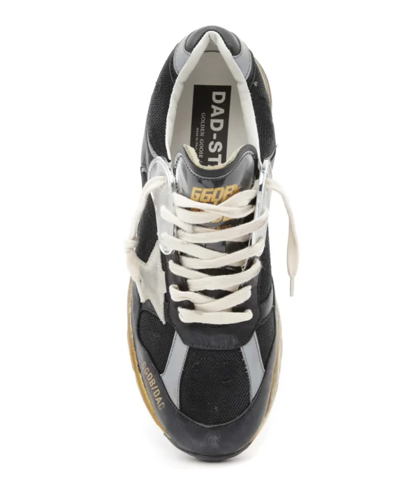 GOLDEN GOOSE Baskets Homme Running Dad Cuir Noir Argenté Ice Livraison internationale 3