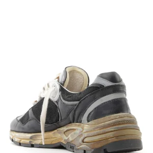 GOLDEN GOOSE Baskets Homme Running Dad Cuir Noir Argenté Ice Livraison internationale 10