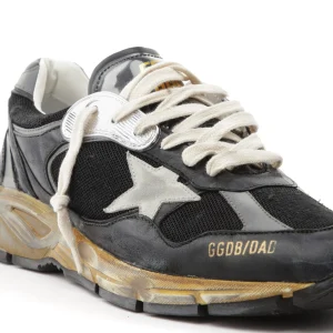 GOLDEN GOOSE Baskets Homme Running Dad Cuir Noir Argenté Ice Livraison internationale 12