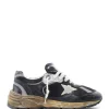 GOLDEN GOOSE Baskets Running Dad Cuir Noir Argenté magasin solde 28