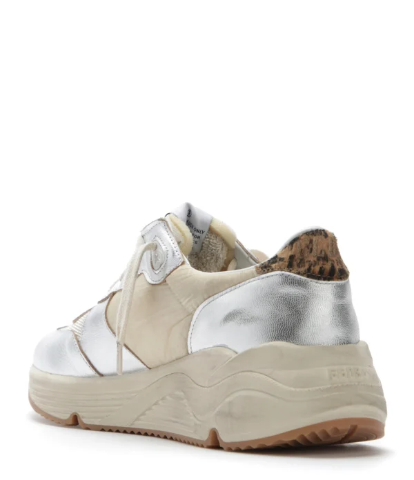 Large choix en ligne GOLDEN GOOSE Baskets Running Sole Cuir Beige Argenté 4