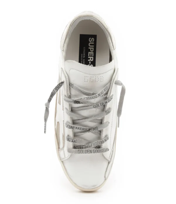 GOLDEN GOOSE Baskets Homme Superstar Cuir Drapeau Blanc Marron Platinum acheter en ligne 3