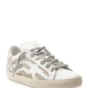 GOLDEN GOOSE Baskets Homme Superstar Cuir Drapeau Blanc Marron Platinum acheter en ligne 10