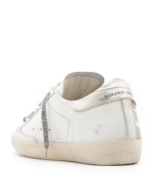 GOLDEN GOOSE Baskets Homme Superstar Cuir Drapeau Blanc Marron Platinum acheter en ligne 5