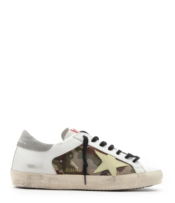 soldes en ligne GOLDEN GOOSE Baskets Homme Superstar Cuir Camouflage Blanc Vert 1