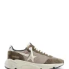 excellents soldes GOLDEN GOOSE Baskets Homme Running Sole Cuir Vert Olive Crème 14