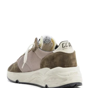 excellents soldes GOLDEN GOOSE Baskets Homme Running Sole Cuir Vert Olive Crème 10