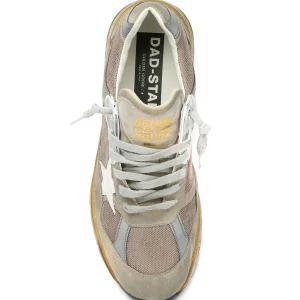 Meilleur Service GOLDEN GOOSE Baskets Homme Running Dad Cuir Taupe Argenté 8