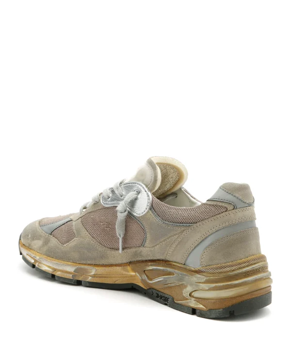 Meilleur Service GOLDEN GOOSE Baskets Homme Running Dad Cuir Taupe Argenté 4