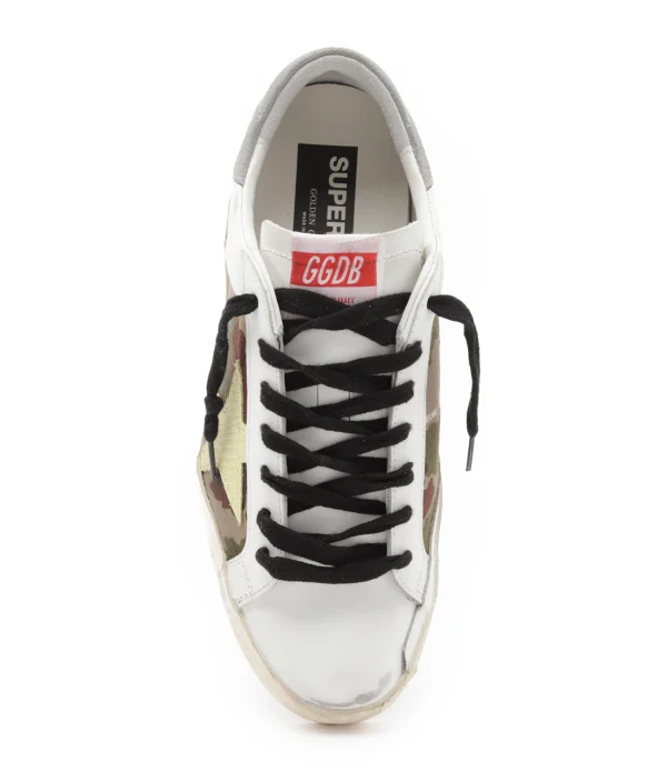 soldes en ligne GOLDEN GOOSE Baskets Homme Superstar Cuir Camouflage Blanc Vert 3