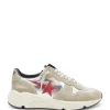 soldes ligne GOLDEN GOOSE Baskets Homme Running Sole Cuir Ice Argenté Rouge 16