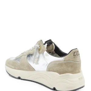 soldes ligne GOLDEN GOOSE Baskets Homme Running Sole Cuir Ice Argenté Rouge 10