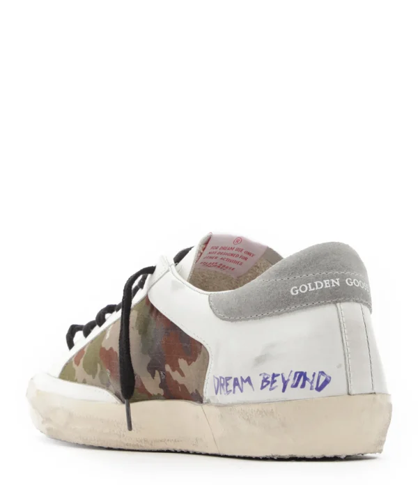 soldes en ligne GOLDEN GOOSE Baskets Homme Superstar Cuir Camouflage Blanc Vert 4