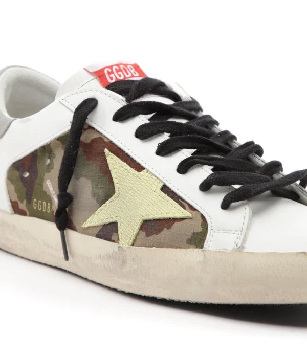 soldes en ligne GOLDEN GOOSE Baskets Homme Superstar Cuir Camouflage Blanc Vert 5