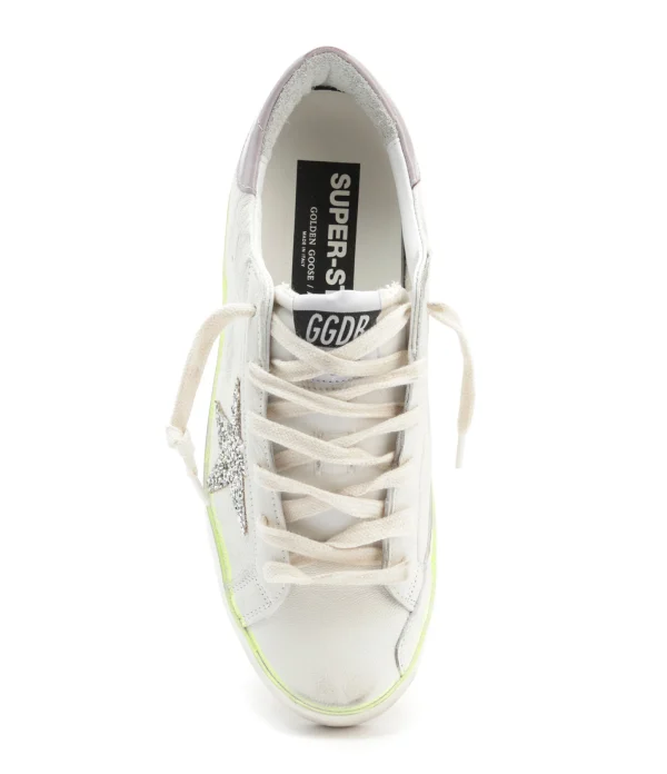 GOLDEN GOOSE Baskets Superstar Cuir Blanc Platinum Lilas Promotio de vente 3