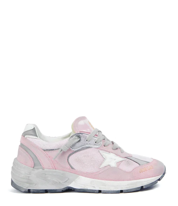 GOLDEN GOOSE Baskets Homme Running Dad Cuir Suédé Rose Blanc magasins pour 1