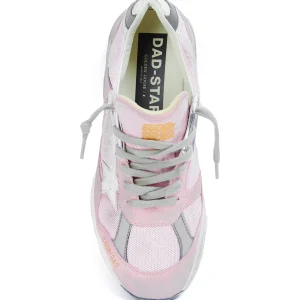 GOLDEN GOOSE Baskets Homme Running Dad Cuir Suédé Rose Blanc magasins pour 11