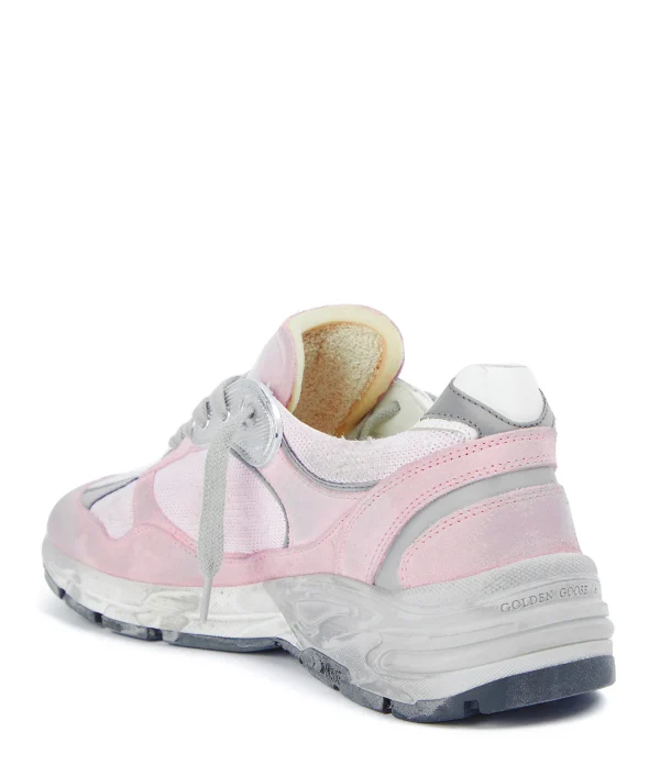 GOLDEN GOOSE Baskets Homme Running Dad Cuir Suédé Rose Blanc magasins pour 4