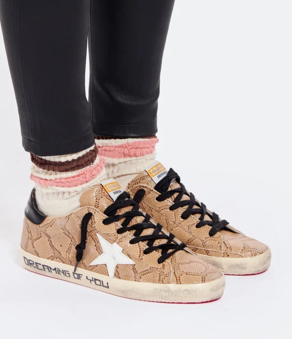 GOLDEN GOOSE Baskets Superstar Cuir Marron Serpent de garantie authentique 6