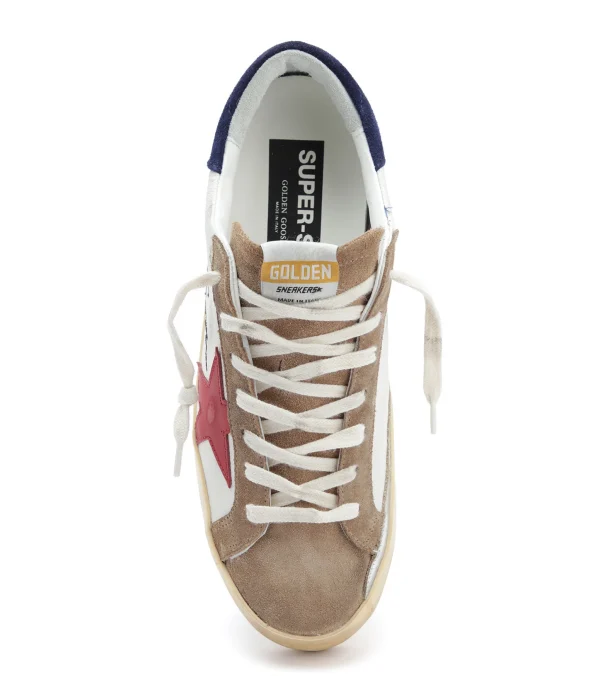 online boutique GOLDEN GOOSE Baskets Homme Superstar Cuir Blanc Rouge Tabac 3