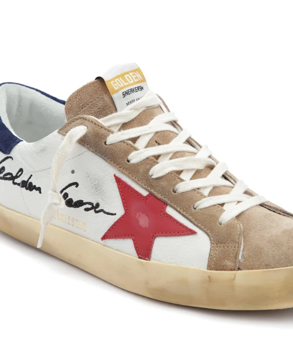 online boutique GOLDEN GOOSE Baskets Homme Superstar Cuir Blanc Rouge Tabac 5