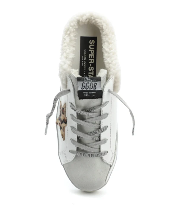 GOLDEN GOOSE Baskets Superstar Sabot Cuir Blanc Léopard prix pas cher 3