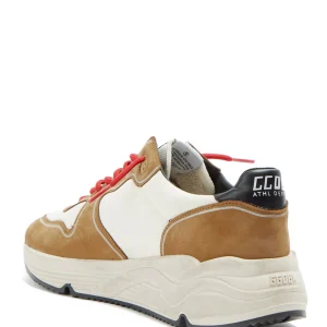 GOLDEN GOOSE Baskets Homme Running Cuir Nubuck Blanc Cognac pas cher 10