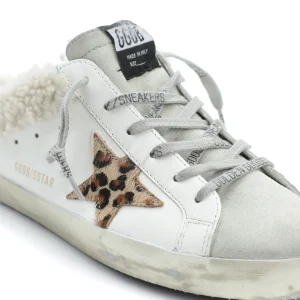 GOLDEN GOOSE Baskets Superstar Sabot Cuir Blanc Léopard prix pas cher 13