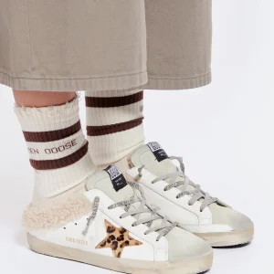 GOLDEN GOOSE Baskets Superstar Sabot Cuir Blanc Léopard prix pas cher 17