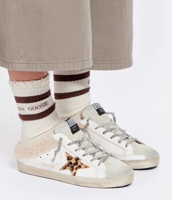 GOLDEN GOOSE Baskets Superstar Sabot Cuir Blanc Léopard prix pas cher 6