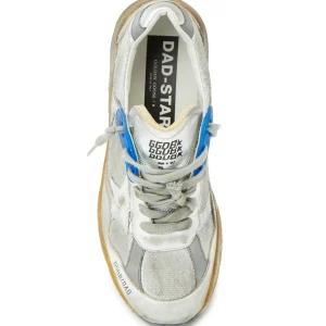 GOLDEN GOOSE Baskets Homme Running Dad Cuir Bleu Argenté magasins pas chers 8