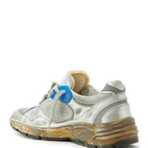 GOLDEN GOOSE Baskets Homme Running Dad Cuir Bleu Argenté magasins pas chers 10