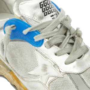 GOLDEN GOOSE Baskets Homme Running Dad Cuir Bleu Argenté magasins pas chers 12