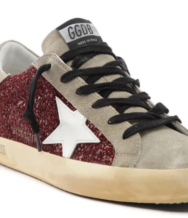 Nouvelle tendance GOLDEN GOOSE Baskets Superstar Cuir Bordeaux Taupe Blanc 5