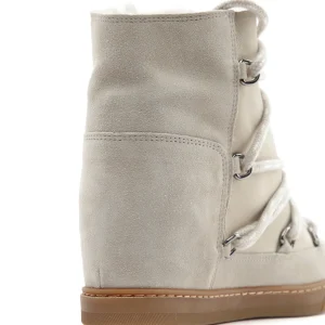 marque pas cher ISABEL MARANT Bottines Nowles Cuir Veau Fourrure Gris 10